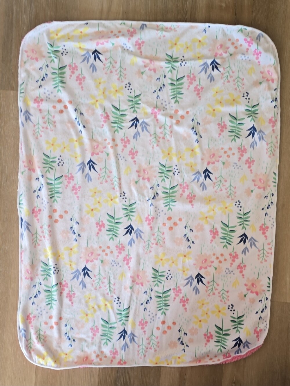 cloud island Floral Baby Blanket - Pink, Yellow, Green, Blue